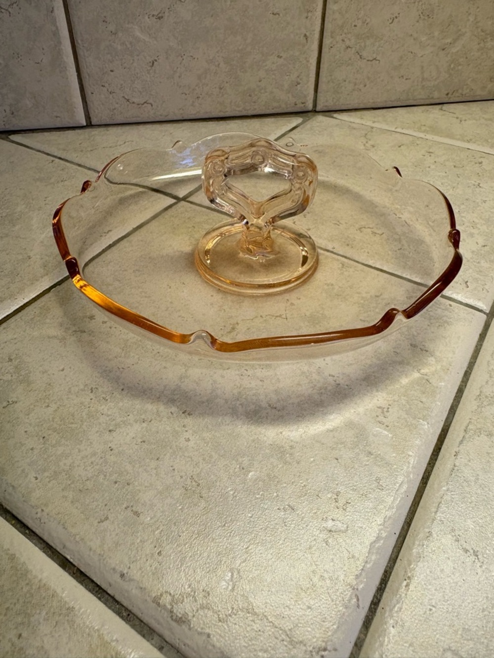 Antique Pink Depression glass ashtray 6.5"